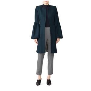 Deborah Lyons Emmeline Teal Blue Statement sleeves Wool Coat 8
